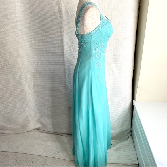 Alyce Paris S/M Silk Chiffon Formal Dress Mint - Picture 3 of 8